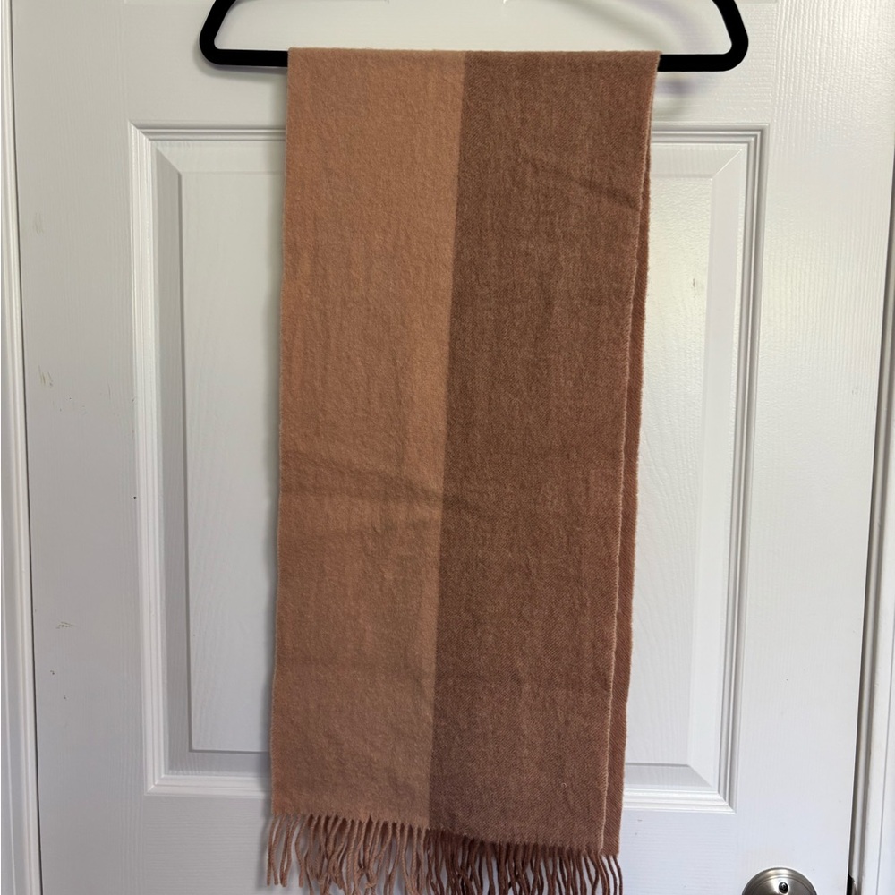 Two-Tone Brown Scarf with Fringe